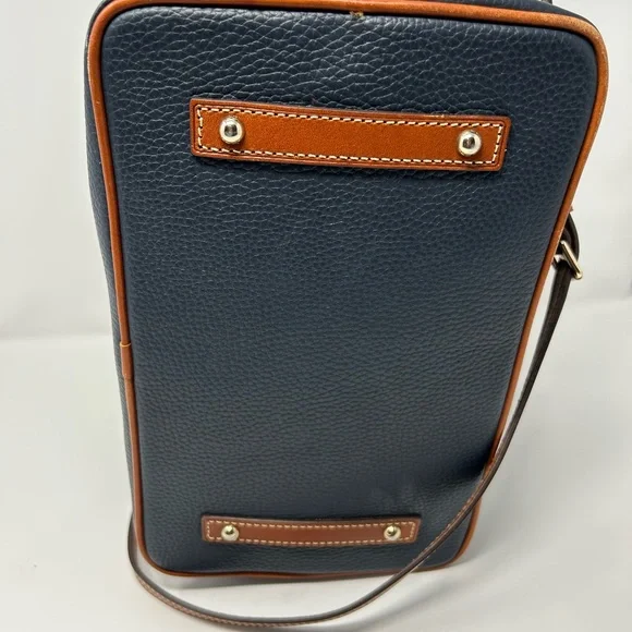 Dooney & Bourke Pebble Grain Zip Zip Satchel Navy & Tan Leather Purse - Picture 7 of 13